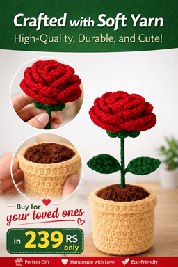 Crochet Rose Flower Pot